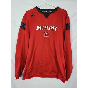 Miami Of Ohio Redhawks Adidas Mens Long Sleeved Pullover Strech T Size L